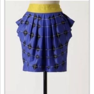 Anthropologie Odille Fargyle Blue and Yellow Skirt